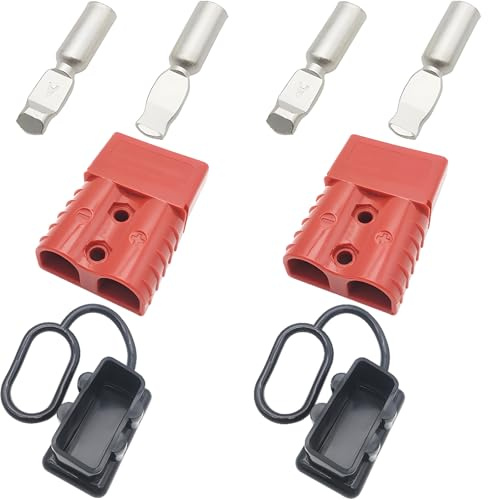 CESFONJER 120A 600V Battery Connectors, Quick Connect Quick Disconnect Battery Connector, Fits 2-4 AWG Wire, for forklift trucks,solar batteries,car etc (red)