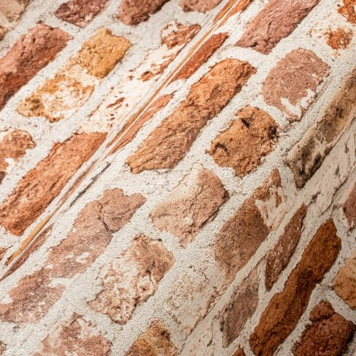 A.S. Création Steintapete Rot Orange THE BOS 388291 Vliestapete Backstein Tapete 10,05 m x 0,53 m Made in Germany