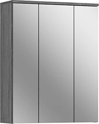 xonox.home - Spiegelschrank Blake 60x77x21 cm in Rauchsilber und Spiegelglas - Badezimmerkombination Badmöbel Badset - schöner Blickfang funktional einfache Montage