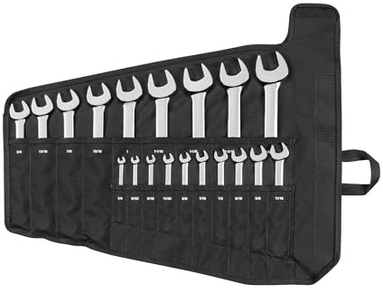 TEKTON Juego de llaves combinadas con bolsa, 19 piezas (1/4-1-1/4 pulgadas) | WCB94103