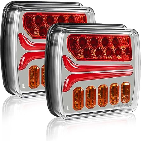 AOHEWEI 12/24V LED Bakre släpljus, 2st Trailer Led Bakljus med vattentät, bromslägeslampa Dynamisk blinkers registreringsskyltsljus för husbil Husvagn Traktor Lastbil Van Lastbil E-märke