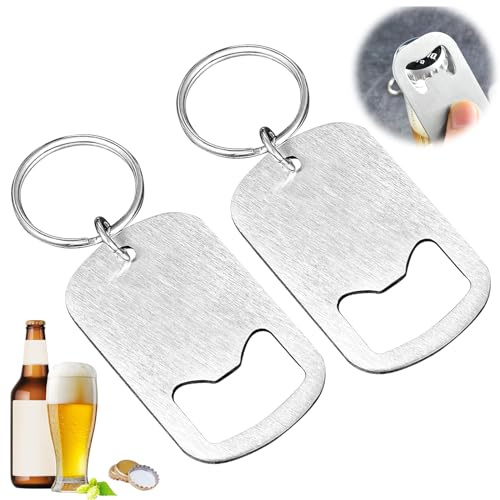 2 Stück Edelstahl Flaschenöffner Schlüsselanhänger, Praktischer Bieröffner Bottle Opener Keychain, Ideal für Bier, Dosen, Küche, Bar, Restaurant, Geschenk
