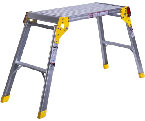 Excel Heavy Duty Aluminium Platform Work Bench Folding Hop Up 300mm x 700mm - Aluminiumhop up, Stool, Aluminium Ladder, Foldable Hop up, Portable hop up, Yellow