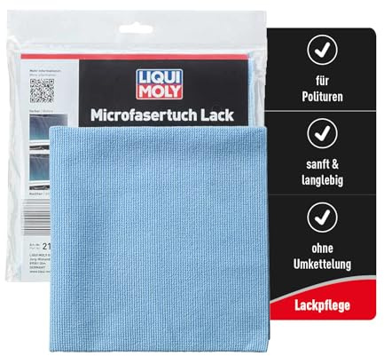 LIQUI MOLY Microfasertuch Lack, 40 x 40 cm I Art.-Nr. 21783 I 1x Microfasertuch Autopflege zum Auspolieren & Entfernen von Polierarbeiten - ohne Kratzer I Waschbares, silikonfreies Auto Mikrofasertuch