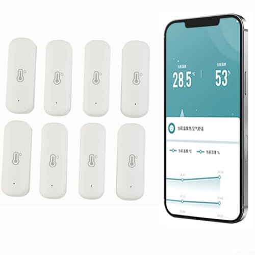 LVYXON WiFi Thermometer Hygrometer Innen, Tuya Raumthermometer wlan Temperatursensor, Raum-Ferntemperatur-Feuchtigkeitsmonitor mit Tuya-App, für das Gewächshaus im Babyzimmer zu Hause(8stk)