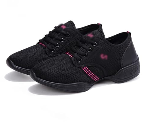 Blissbuilt Femmes Chaussures de Danse Sneaker Lacets Respirant Mesh Sneaker Casual Jazz Chaussures de Dance Semelle Souple Baskets de Danse pour Femmes,pour Gymnastique Cheerleading Jazz Yoga