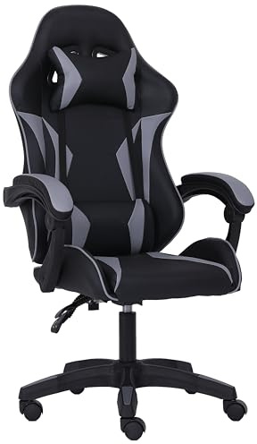 Millhouse Sport Desk Chair with Adjustable Lumbar Support and Head Pillow, X3577 (Grey)