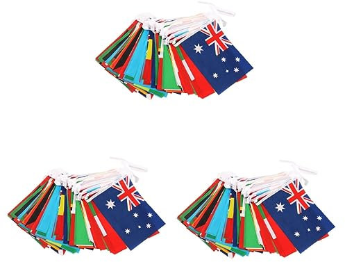 Sosoport 3 Stück Schnur Dekoration mit Weltflaggen fahne länderflaggen kleiner Länder der Länder schilder Spiel National-Banner Mini das Banner Lanyard Ammer