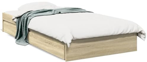 Keyroto Bettgestell 90x190 cm Bett mit Stauraum Bettrahmen Holz Bett Jugendbett Bettgestell mit Schubladen Gästebett Sonoma-Eiche 90x190 cm