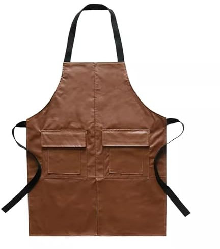 HBALDTEDC Heavy Technic Schürze Duty Neck Werkzeugschürze, Werkzeuge Schürze Leder Schürze Küche Catering Kellner Friseur Dauerwelle Arbeit Schürze for Männer Frauen(Brown)