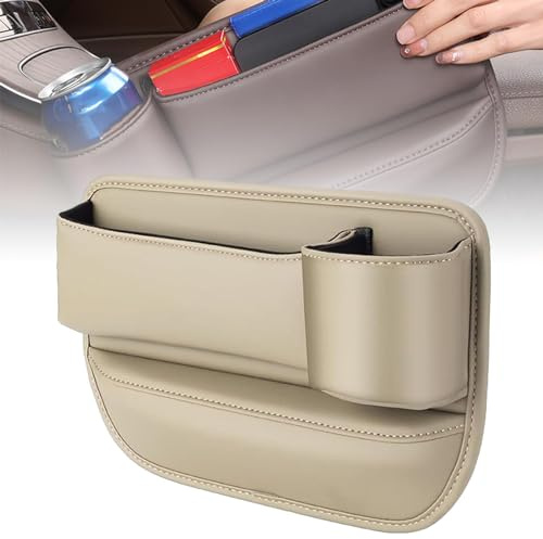 EYHQKRTR Posavasos para Coche en Cuero para VW Golf VIII Vi V IV III II I MK, Caja de Almacenamiento Asientos Consola Central Organizador Gap Asiento con Portavasos Interior Accesorios