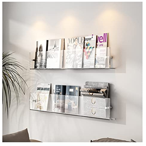 HAVVMK Prospekthalter-Organizer-Rack, 3er-Pack, durchsichtiges Acryl-Zeitschriftenregal für die Wand, großer kommerzieller Literaturhalter, Zeitungsständer für Bürobedarf, Präsentationsst
