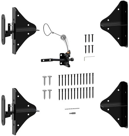SANKINS Anti Sag Torrahmen-Kit Hardware, 90 Grad rechtwinklige Torscharniere, Torzaun-Kit mit Torriegel für Holzzaun, Einfahrtstore, Korraltore, Holzfenster