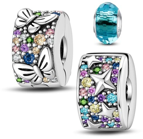 HappyStar Silber 925 Charms Anhänger für Armbänder, Combination Dangle Anhänger Bead Charms für Damen Kompatibel mit Pandora Europäischen Armbändern und Halskette （Mit Spacer Beads