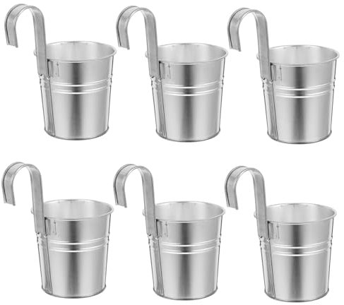 YARNOW 6stücke Hängende Blumentöpfe Aus Metall Für Pflanzen Im Außenbereich Mit Abflussloch Für Zäune Und Terrassengeländer