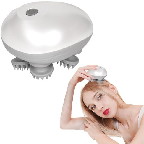 Scalp Massage Brush, Electric Head Massage, Waterproof, Portable Massager, for Head Massage When Showering, for Body Relaxation, Deep Cleansing, USB Rechargeable, 3 Modes, Silver