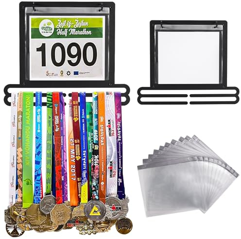 OKYUK Medaillenständer zur Wandmontage für Marathon und Läufer, mit Startnummernhalter und Aufhängefunktion