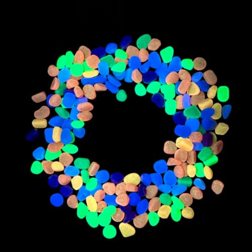 KARLOR Bunt Steine Leuchtend, 500 Stück 5-8mm Kleine Steine Deko Fluoreszierende Stein bunt Leuchtsteine Leuchtend Steine mini Floureszierende Pebble Steine Garten Dekorsteine Aquarium Aquascape