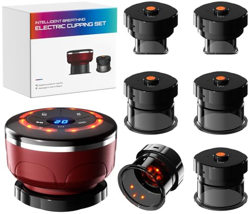 UBALANCE Set per terapia di coppettazione intelligente, massaggiatore anticellulite con 6 tazze da massaggio, dispositivo elettrico portatile per una migliore circolazione sanguigna, riduzione della