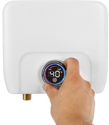MINRS Calentador de agua eléctrico sin depósito, 6500 W, 220 V, con indicador LED de temperatura y mando a distancia, protección contra ebullición en seco para lavabos, cocinas y fregaderos