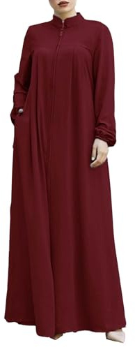 HOOUDO Muslim Dresses for Women UK Loose Fit Dubai Kaftan Turkey Full Cover Muslim Robes Islamic Wear Arabian Elegant Modest Dress Batwing Long Sleeve Plus Size