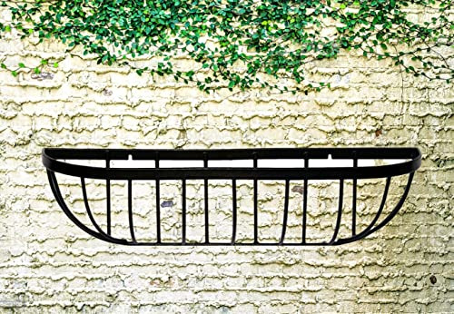 Shop4allsorts Large Black Wrought Iron Wall Trough Planter - 30 Inch Length - Indoor/Outdoor Use