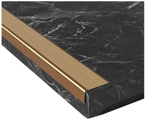 Perfil Protector de Escalera Bordes De Aluminio Dorado Para Peldaños, Cantos De Peldaños Antideslizantes En Forma De L, Protector De Bordes De Peldaños Para Baldosas/Madera/Metal/Hormigón(L 1.7m/5.58f