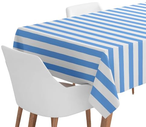 OH YEAH - Mantel Plegado Impermeable Rayas Azul y Blanco - 1,2 x 1,8 m - Cumpleaños Tematico - Mantel Papel Desechable Cumpleaños - Eventos - Catering - Impermeable