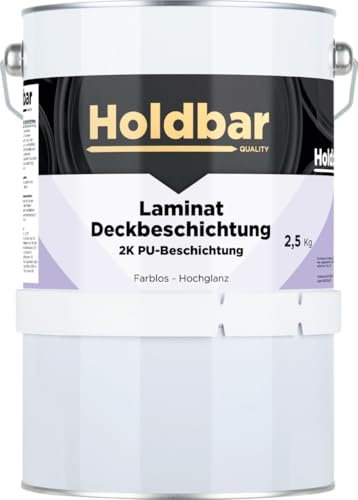 Holdbar Laminat Deckbeschichtung Hochglanz 2,5 Kg - Schützt Laminat Boden - Transparente 2-Komponenten-PU-Beschichtung für Laminat