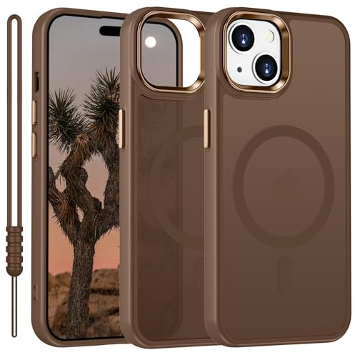 YUANDMI für iPhone 14 Hülle Kompatibel mit MagSafe, Handyhülle für iPhone 14/13 Magnetisch Leicht Dünn Matte Touch, rutschfest Kratzfest Schutz Stoßfest Hülle Braun