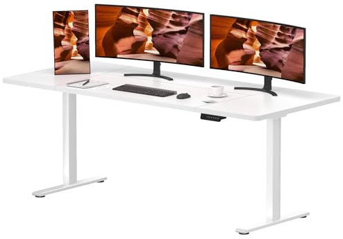 SANODESK Höhenverstellbarer Schreibtisch mit 2 starken Motoren – Elektrischer Steh-Sitz Computertisch mit Memory-Funktion, Höhenverstellung, Gaming Desk, 200x80 cm (Weiß)