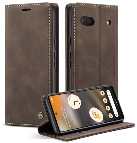 Monweicz Handyhülle für Google Pixel 6A Hülle Premium Lederhülle Klappbar Flip Case Tasche Magnet Kartenfach Standfunktion Klapphülle Schutzhülle für Google Pixel 6A - Kaffee