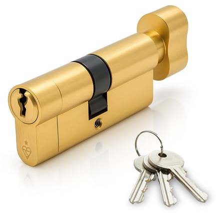 IRONWORX Spectre Serrure de porte cylindrique en laiton 35 mm (tourne) / 35 mm (clé) (70 mm) haute sécurité approuvée par la police TS007 BSI 1 étoile, anti-choc, anti-crochetage, anti-perçage