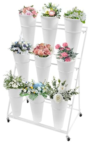 Présentoir à fleurs en métal multicouche à 3 étages avec 12 cubes - Polyvalent - Pour la maison et le jardin - Élégant présentoir floral et support de pot de fleurs