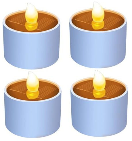 4pcs candele solari outdoor Luci da tè solare senza infiamolare luce bianca calda per il percorso del giardino del giardino decorazione