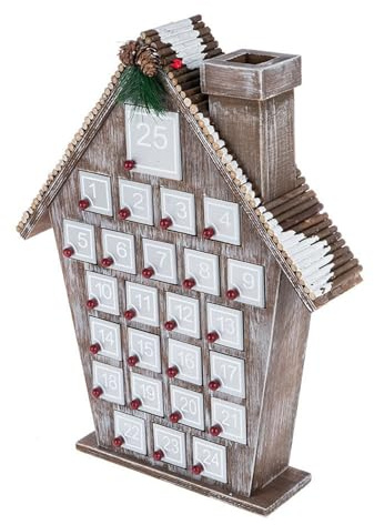 Calendario de Adviento de madera con 24 tarjetas y piñas, decoración de Navidad