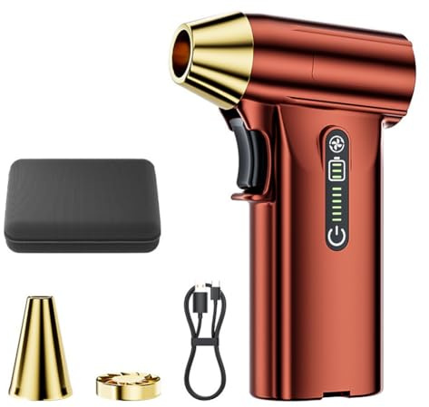 FUANA Soplador de polvo de mano inalámbrico de 130000 RPM con motor sin escobillas, recargable USB-C de 4000 mAh para soplador turbo, color negro
