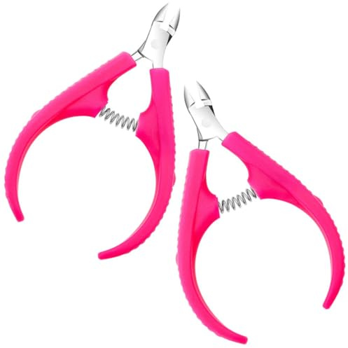 OSALADI Pinzas para Cutículas 2 Piezas Alicate para Cutículas de Acero Inoxidable Mango de Plástico Antideslizante Recortador Profesional para Eliminar Muerta y Decoración de Uñas