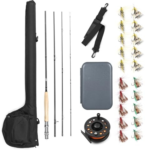 ERYUE Fliegenfischer-Ruten- und Rollen-Kombi-Starter-Set, Leichte Karbonfaser-Fliegenrute, 9 Fuß, Komplettpaket für Anfänger und Profis (6-7)