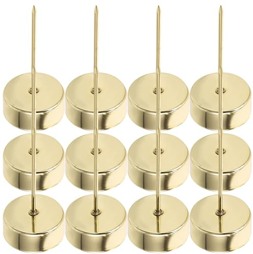 Veemoon Lot de 12 Coupelles à Bougie en Métal Doré 42 CM Picots 7 CM Porte-Bougies de Noël Coniques Inserts pour Bougies Festives Décoration Sapin et Table de Fête