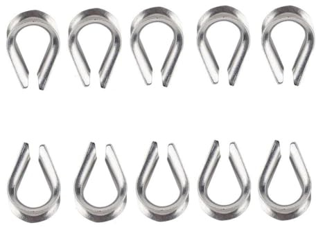 Helilyco Drahtseil-Kausche, 6 mm, für Marine-Yacht-Rakeling, 316 Edelstahl, robuste Hardware, 10 Stück