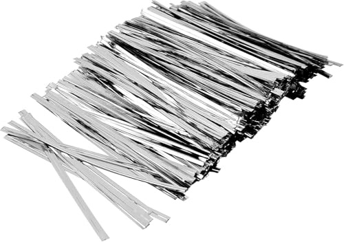 800PCS Metal Twist Ties - Silver Wire Tie - Reusable Bag Ties - Metal Plastic Craft Tie for Baking Parties Gift Bags Packaging - 10cm Silver