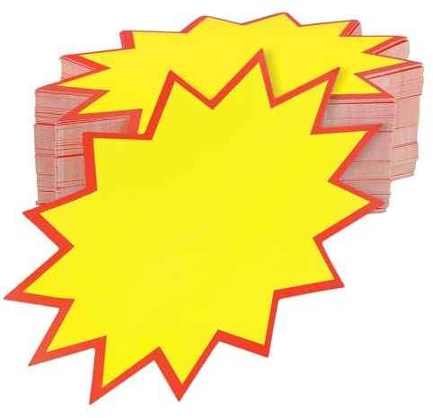 FUNSUEI 500 Stück Preisschilder Blanko, Verkaufsschilder Flohmarkt, 20 x 15 cm Starburst Price Etikett Leer für Supermärkten, Geschäft