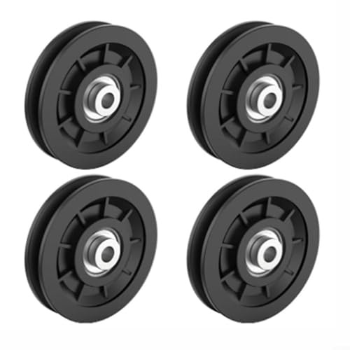 Sileduove Lot de 4 poulies de rechange en nylon pour machines de musculation, diamètre extérieur 60 mm/70 mm/88 mm/90 mm/95 mm, noir (60 mm)