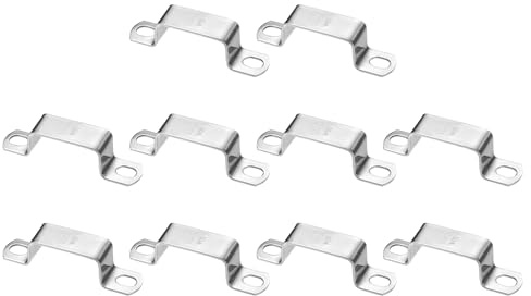 QUARKZMAN 10Pcs Abrazadera Para Tubo Cuadrado 40x20mm Abrazadera Plata | Grapa Para Tubo Cuadrado, Conector En Forma De U, Para Tubo Manguera Cable, Acero Inoxidable 304