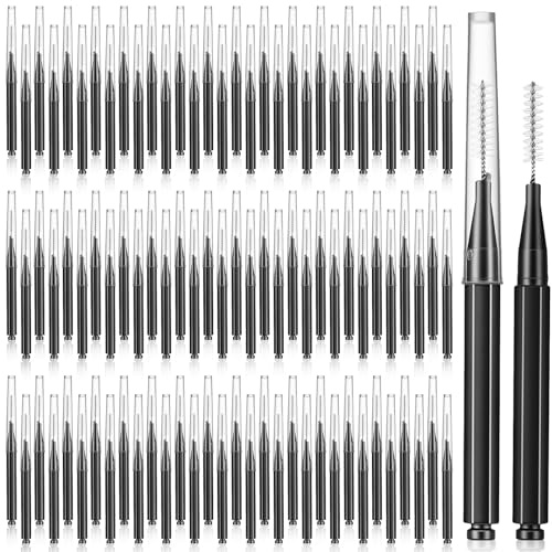 120PCs Micro Eyebrow Brush with Cap Eyebrow Tinting Lash Filler Brow Lifting Brush Spoolie Lash Comb Professional Eyelash Lift Tool for Eyebrows Eyelashes Extension Beauty Salon Home Beauty Care