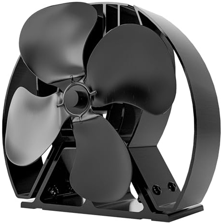 Arrows UK Stove Fan Company Satin Black Viking Air 4-Blade Eco Stove Fan - Self-Powered Heat Circulation for Wood Burners, Log Burners & Fireplaces - Includes Fragrance