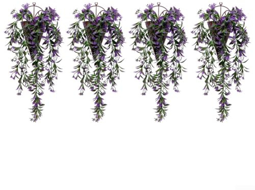 4 vides artificiales de hiedra con material plástico resistente a los rayos UV para uso en exteriores, para hogar, jardín, oficina y decoración de eventos (morado)