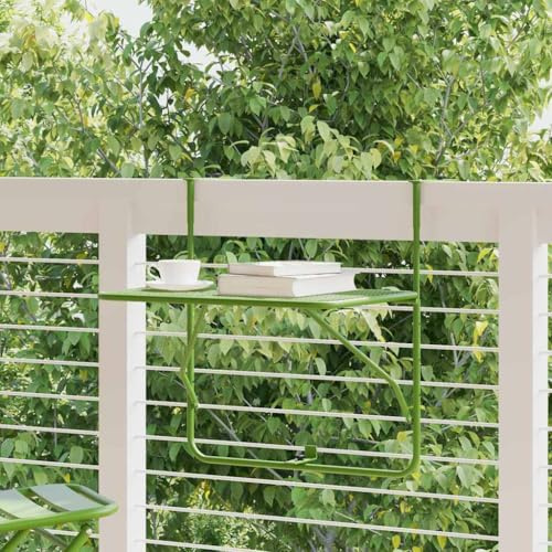 Massbinet Balkonhängetisch zum Einhängen aus Streckmetall Hängetisch klappbar Outdoor-Tisch Balkontisch Grün 60x40 cm Stahl