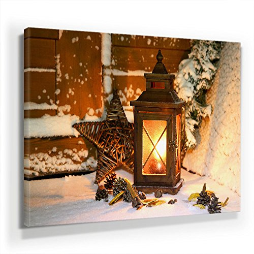 BilderKing Weihnachten Bild B490, 1 Teil 90x60cm Leinwand auf Holzrahmen aufgespannt, FineArt Print, UV-stabil und wasserfest, Kunstdruck für Büro oder Wohnzimmer, Deko Bild